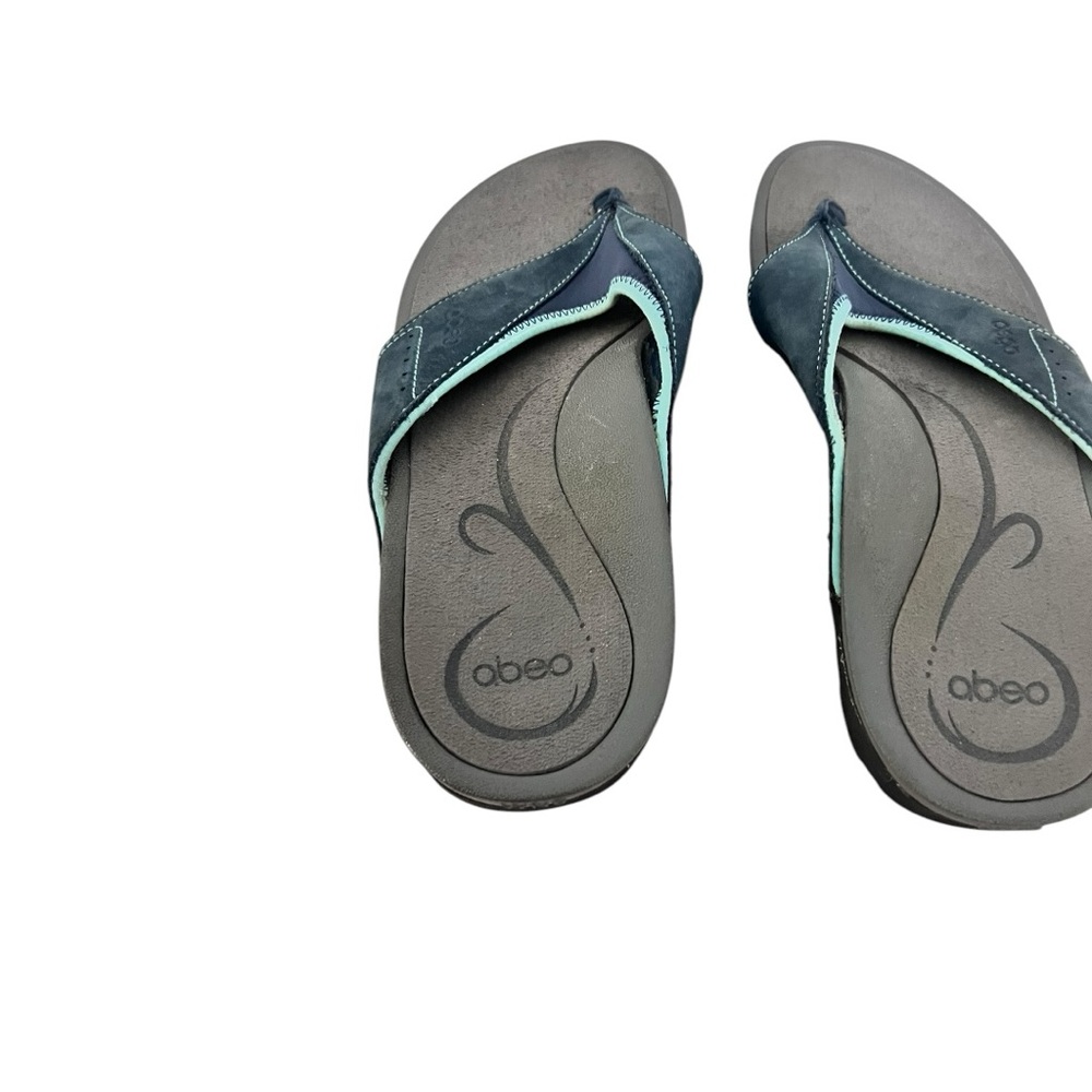 Abeo Balboa Black and Green Flip Flops sz 9